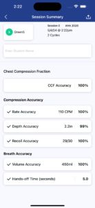 NEW PRESTAN Series 2000 CPR Feedback App Session Summary Screen